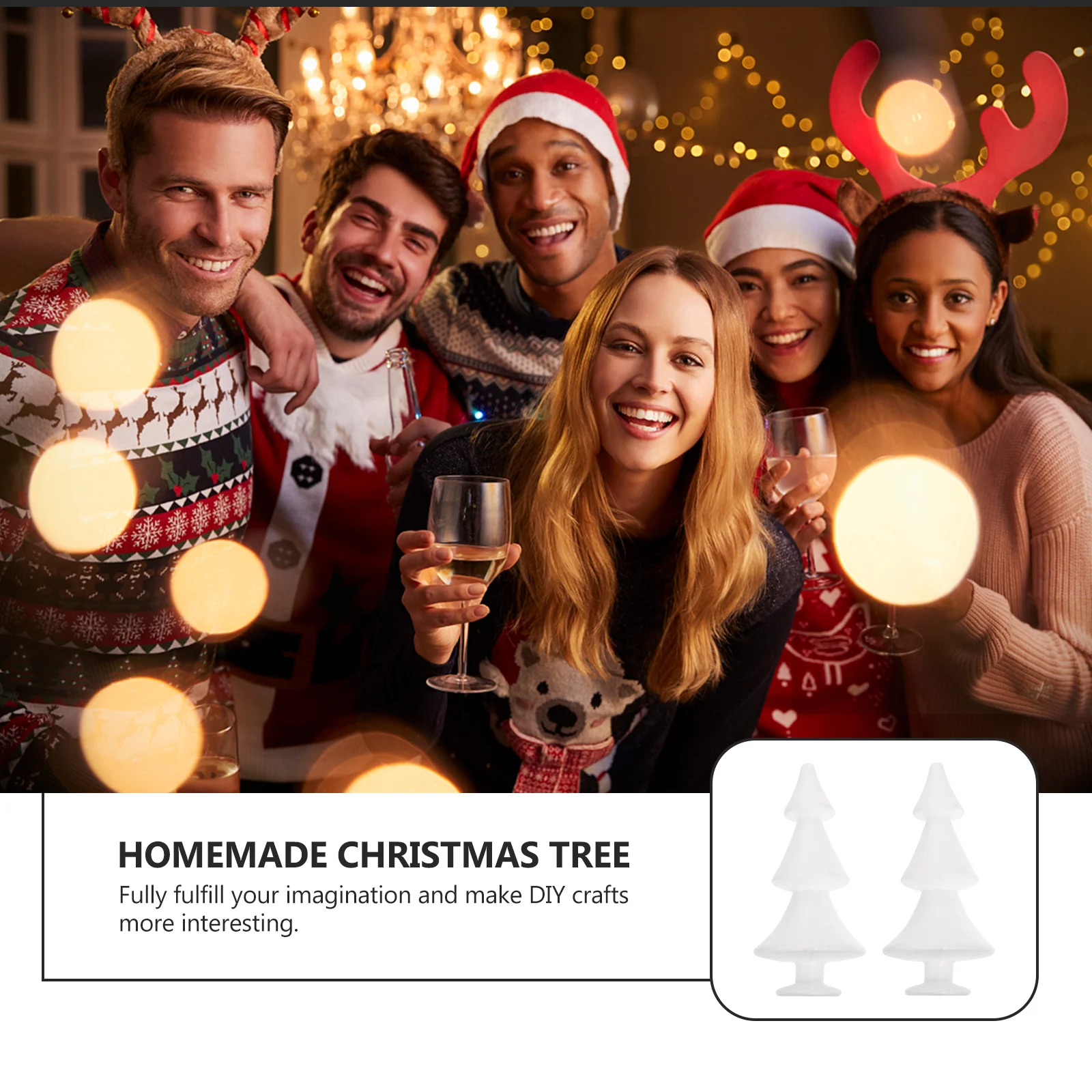 

2Pcs Handmade Foam Christmas Tree Shape Ornaments DIY Xmas Desktop Decoration Festive Tabletop Adornment Christmas Decor