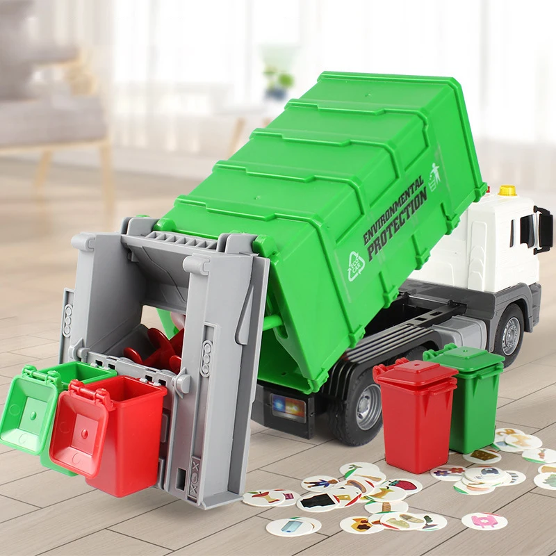 New Children Toys City Garbage Truck Model Diecast Plastics Garbage Sorting Sanitation Vehicle Car Sound Light Kids Xmas Gifts