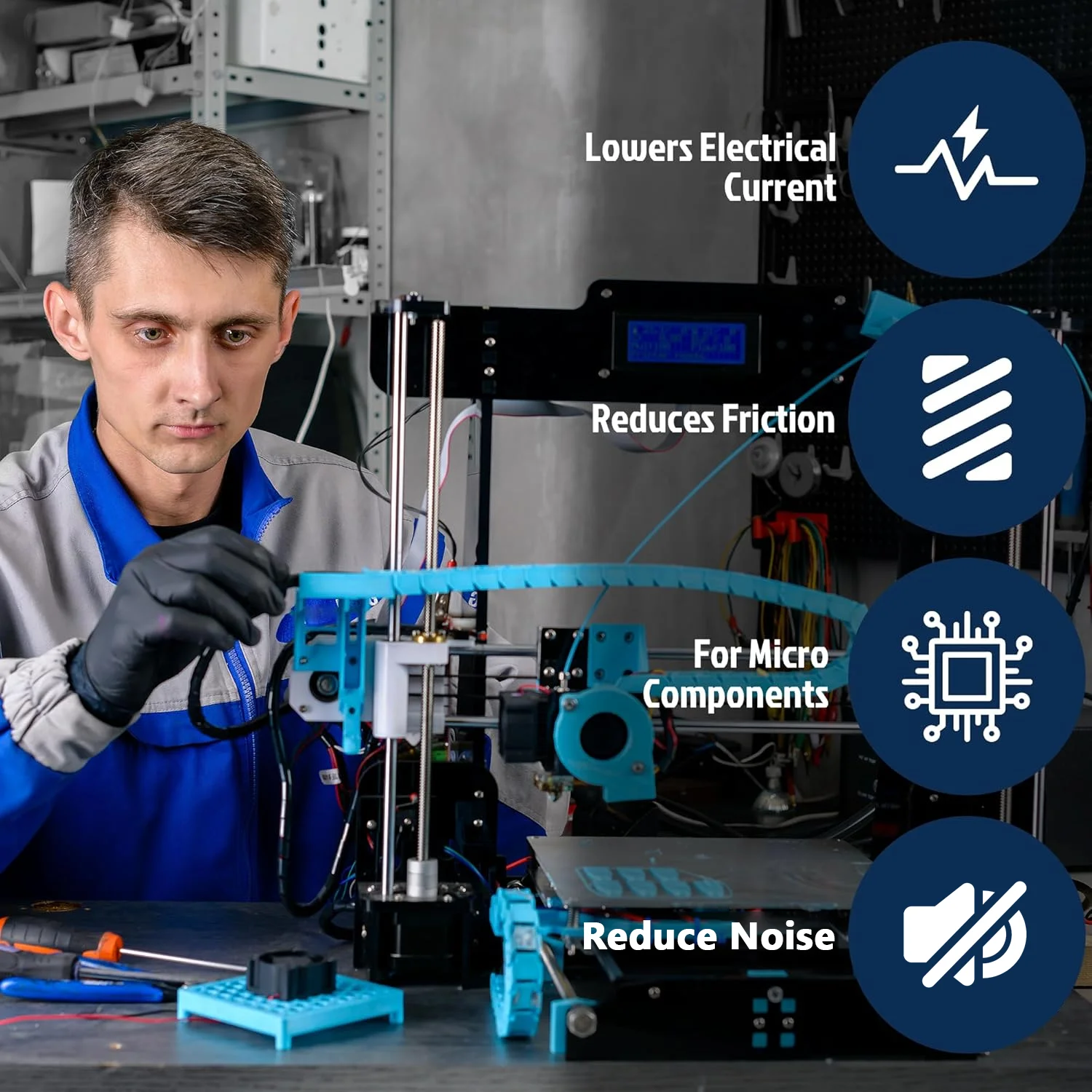 شحم صيانة الطابعة ثلاثية الأبعاد - تركيبة ليثيوم، تقلل الضوضاء والارتداء، للقضبان الخطية/المسمار الرصاص/المحمل، مضاد للتآكل + الفرشاة