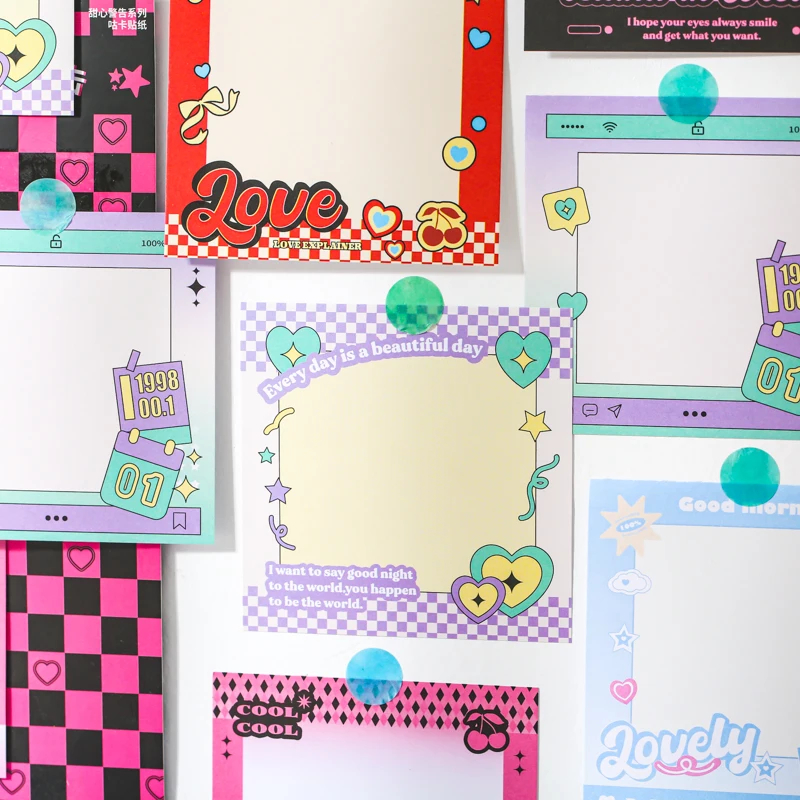 100Pcs Heartbeat Manual Memo Pad Decoration Scrapbooking DIY Diary Office Message Notes Paper Notepad Cute School Stationery