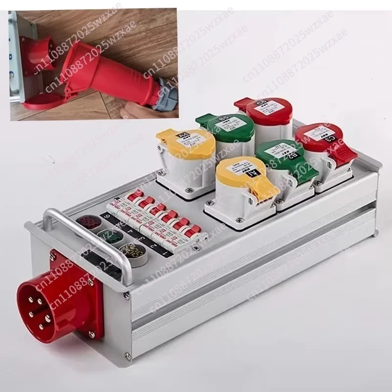 6-Way mobile portable power distribution box 16A 6h industrial socket output stage light cabinet