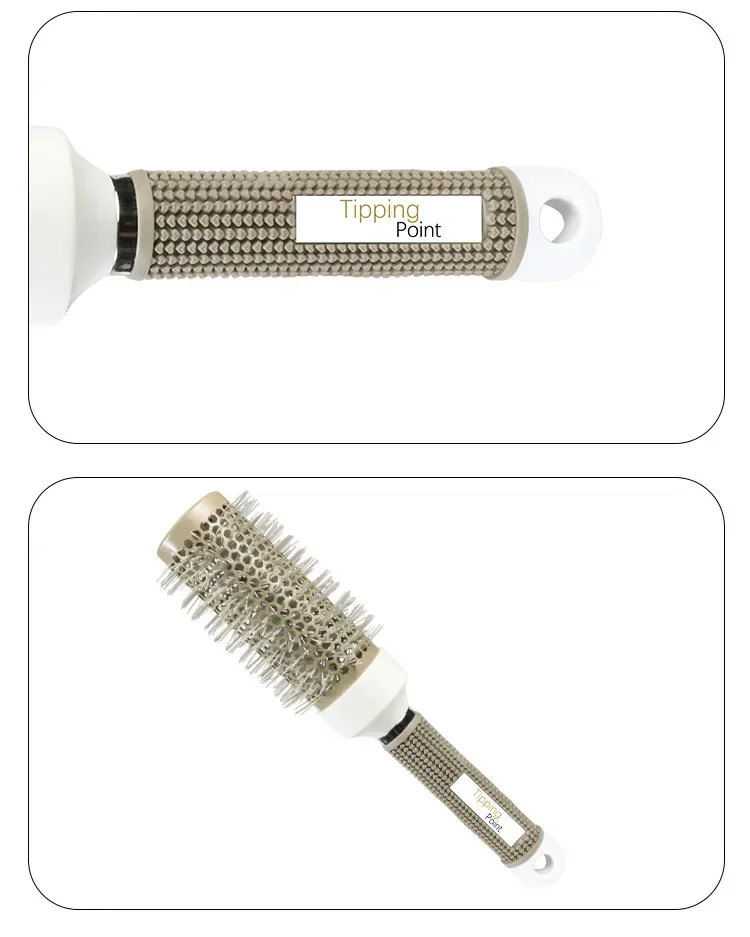 1 шт. цилиндрическая кудрявая щетка для профессионального укладки волос, серая алюминиевая Бриллиантовая Массажная щетка для парикмахеров, инструмент для парикмахерской