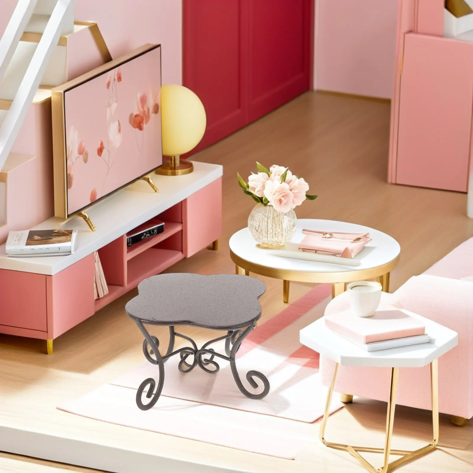 1Set Miniature Furniture Decor Room Chairs Table Set for Home Office Study Small Space Decoration