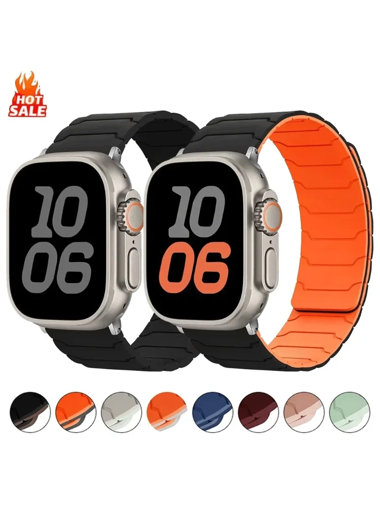 Siliconen magnetische lusbanden voor Apple Watch 46 mm 44 mm 40 mm 49 mm 45 mm 42 mm 41 mm band iWatch-serie Ultra 3 11 10 9 8 7 6 5 SE 3 - afbeelding 2