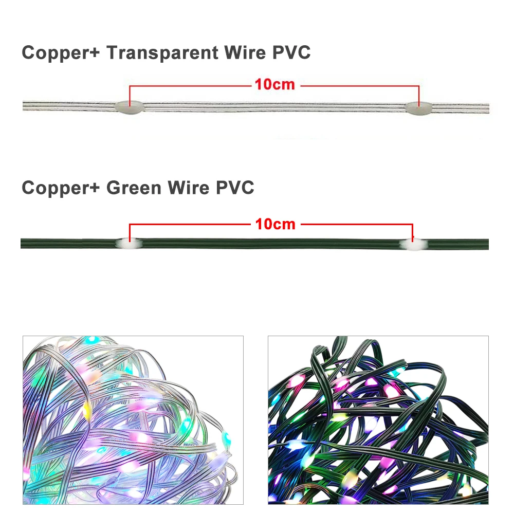 5m 10m 15m 20m 25m WS2812 LED String Party Christmas Light Individually Addressable RGB Color Outdoor Waterproof IP68 Strip DC5V