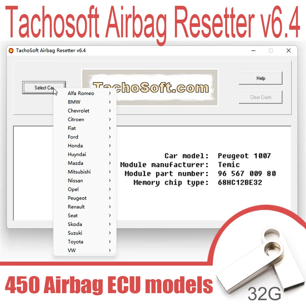 

Deleting Crashdata Software Tachosoft Airbag Resetter V6.4 from Airbag ECU Dumps with 450 airbag ECU models eprom mcu cars