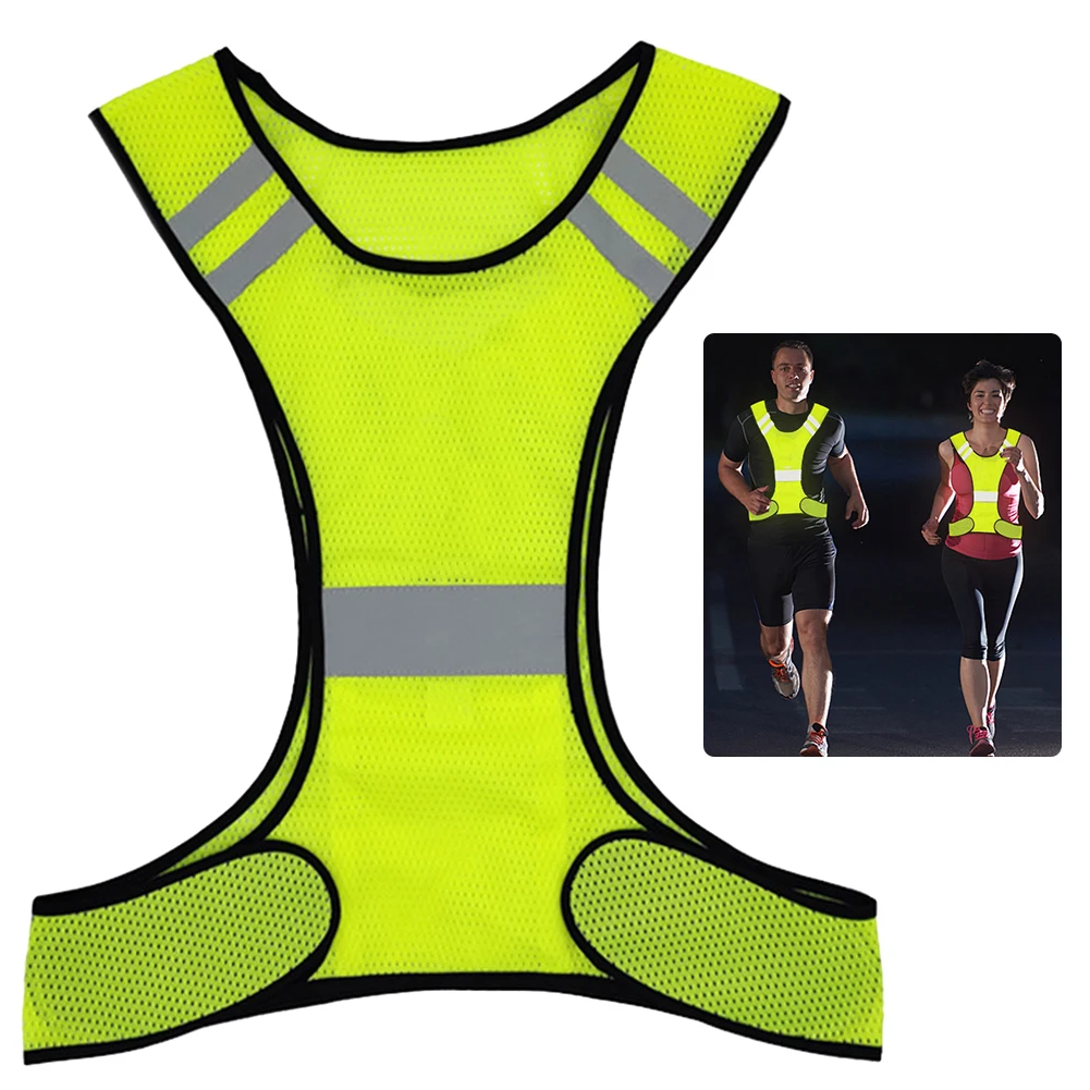 High Visibility Running Vest Breathable Fluorescent Mesh Vest Lightweight Adjustable for Men Women Outdoor Night Riding