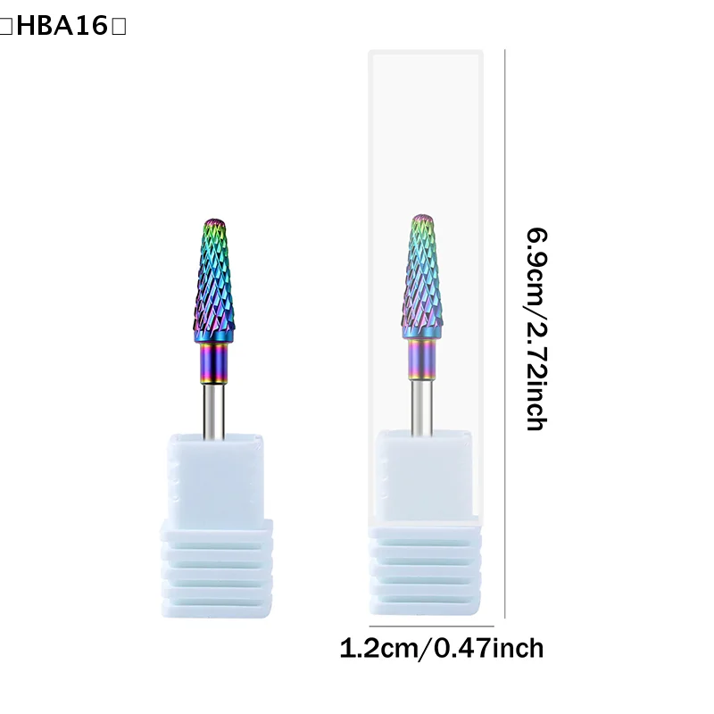Forets à cuticules en acier au tungstène irisé, nettoyeur sous les ongles, peau morte, préparation des ongles 3/32 pouces pour lime à ongles électrique
