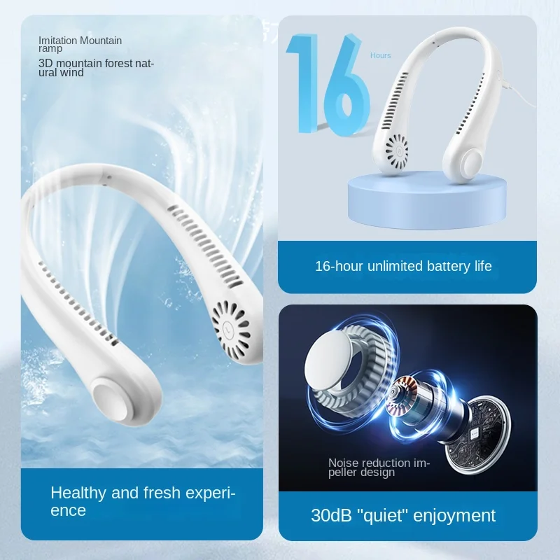 The new neck hung fan usb charging lazy and then type small fan student office movement leaves hang neck fan