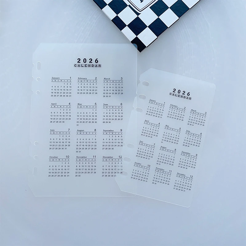 Picture 3: 2026 A5/A6 Loose Leaf 6 Holes Calendar Separator Page Durable Transparent PP Frosted Material For Planner Time Management
