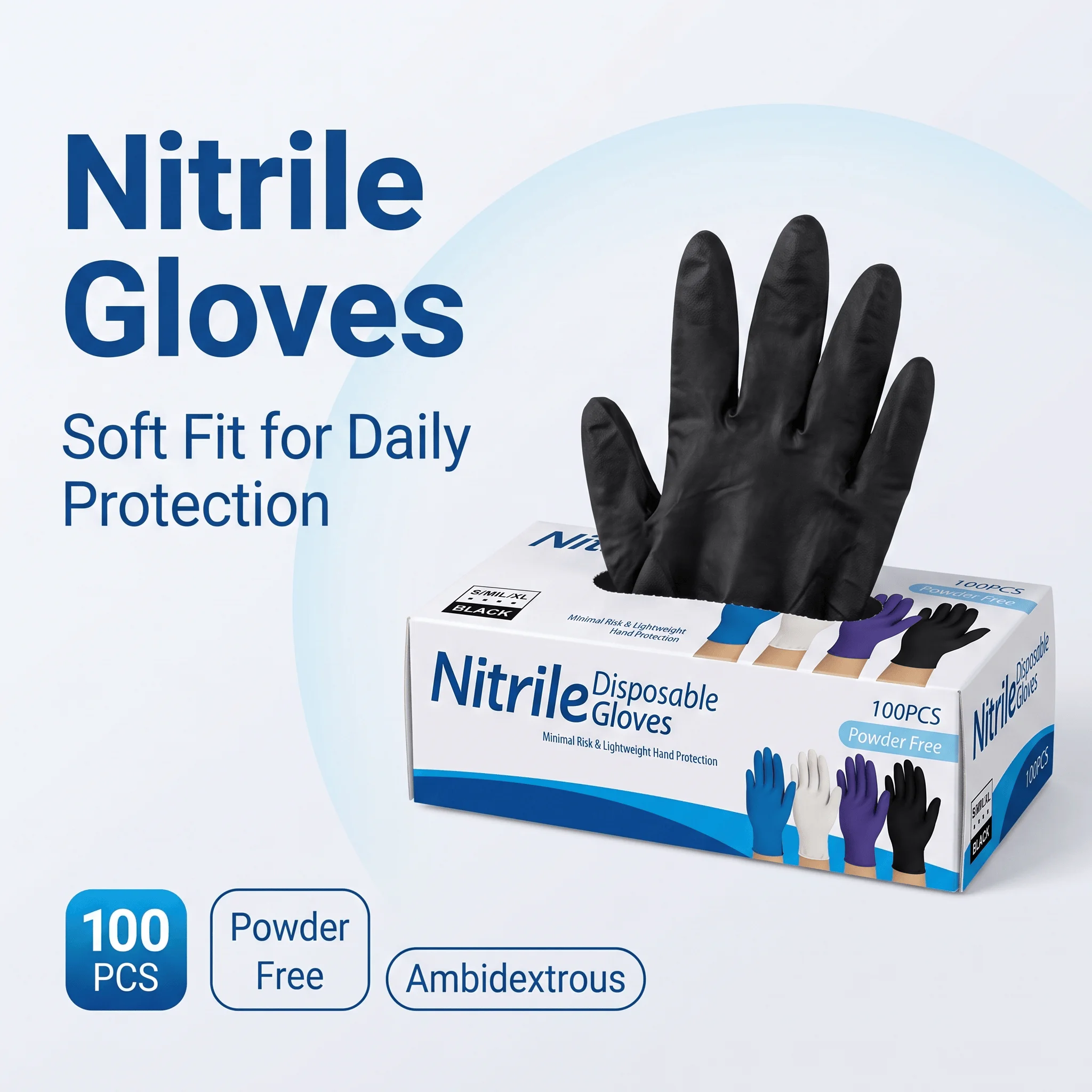 Latex Disposable Glove - Black Disposable Pure Nitrile Gloves S/