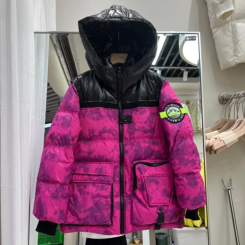 Women Print Down Jacket New Casual Style White Duck Down Jackets Autumn Winter Coats And Parkas Female Outwear