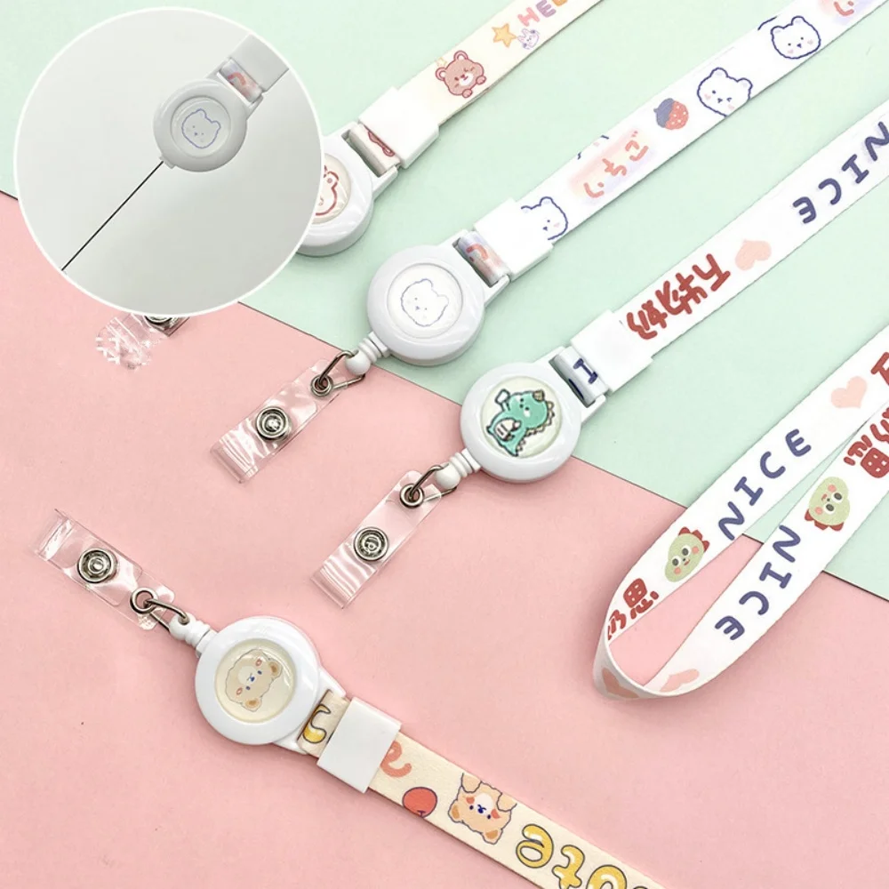 Cartoon Extendable Lanyard Student Card Sleeve Hanging Neck Long Rope Adjustable Work Card Chest Card Lanyard