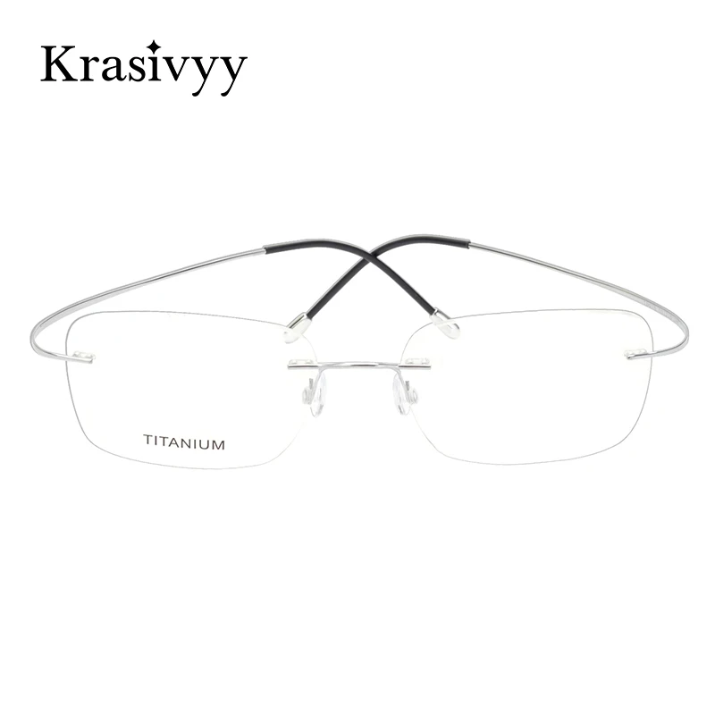 Krasivyy Pure Titanium Rimless Glasses Frame Men Prescription Eyeglasses Germany Women Myopia Optical Frame Screwless Eyewear