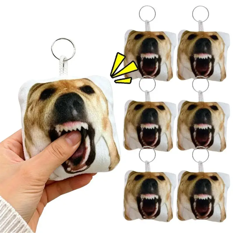 Funny Screaming Dog Plush Keychain Squeeze Sound Making Toy Cute Dog Bag Pendant Stress Relief Decor Key Gift Llavero 키홀더