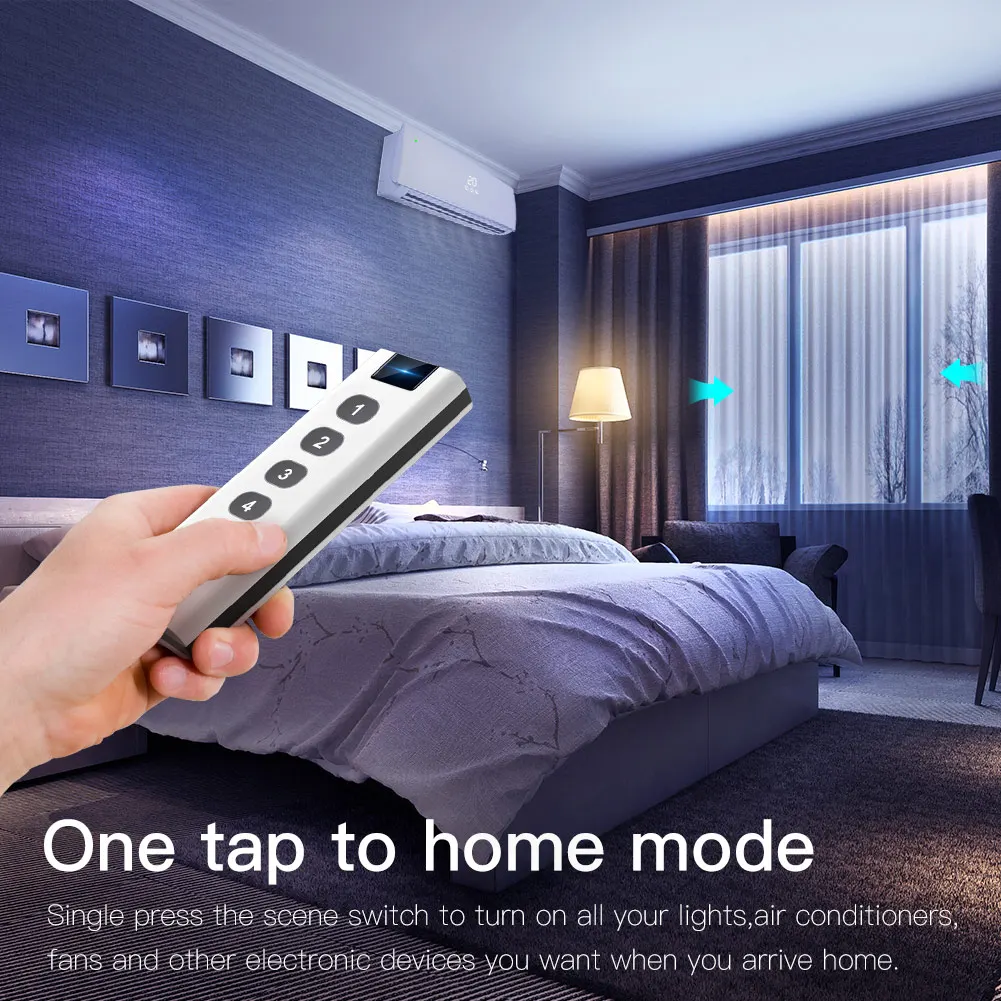 MOES ZigBee Smart House Sakelar Adegan Nirkabel 4 Gang Remote Portabel Tuya Zigbee Hub Diperlukan Tidak Ada Batas untuk Perangkat Kontrol