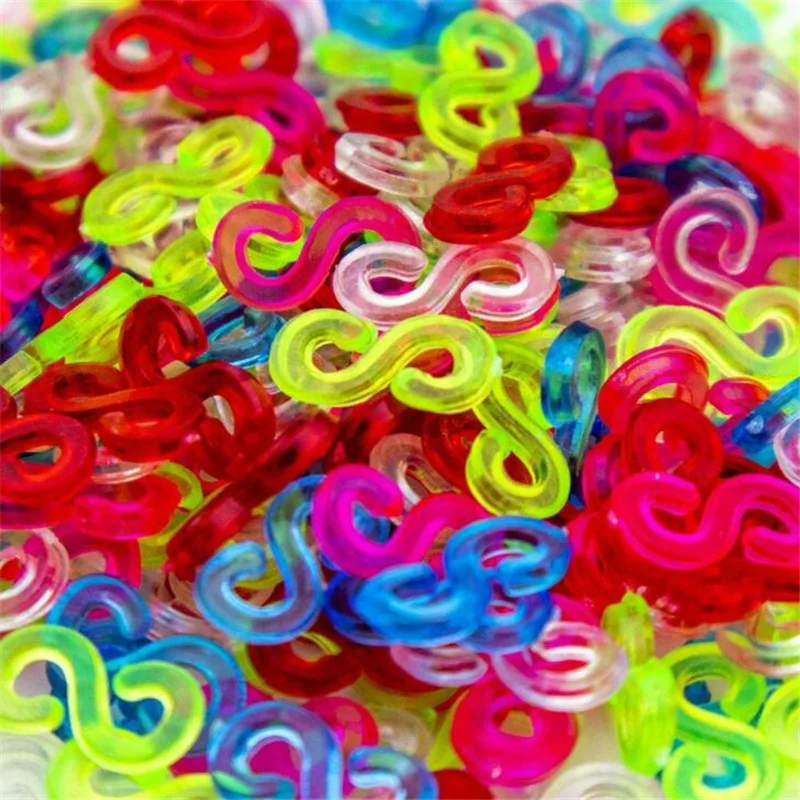 500 Pieces 11mm S-clip Rubber Band Plastic Hook Bracelet Set Jewelry Production Supplies Accessories Rubber Band Accessories