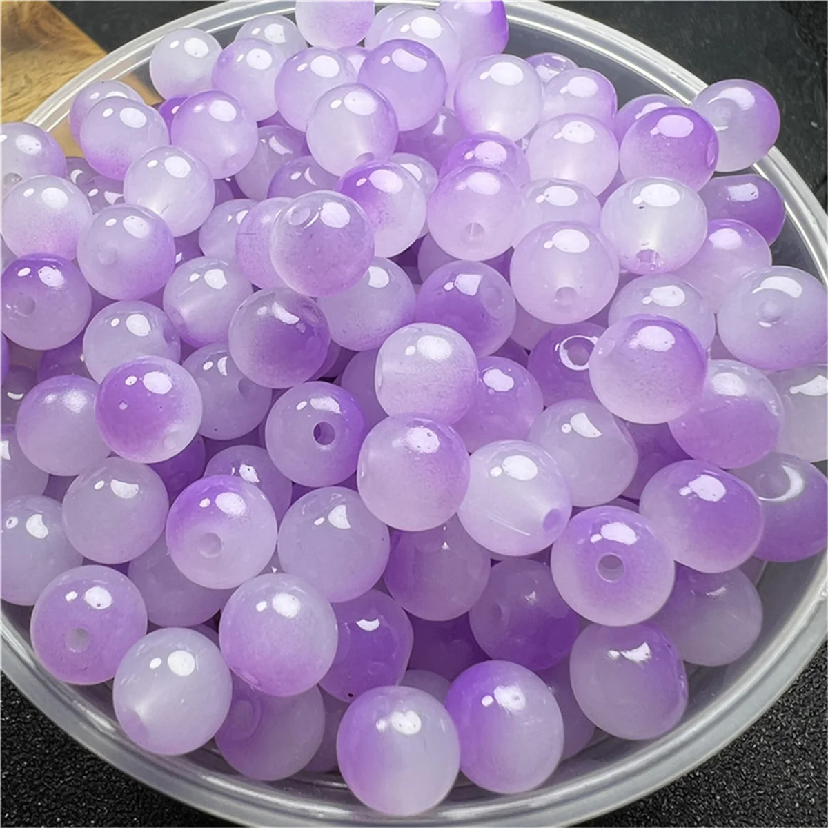 50pcs 8mm Double Color Jelly Result Round Acrylic Beads Loose Spacer Beads Pattern for Jewelry Making DIY Bracelet Necklace