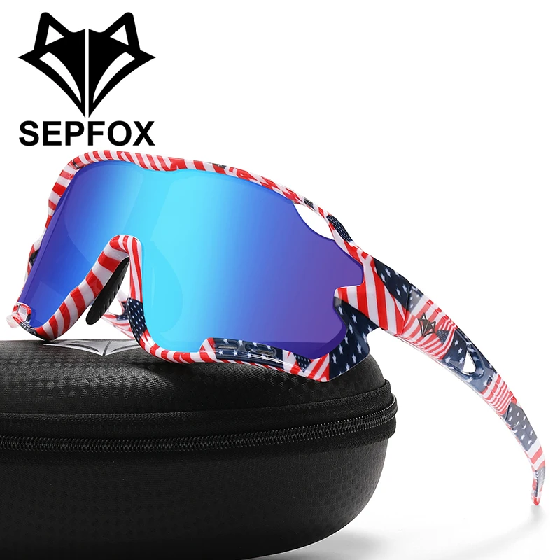 

SEPFOX Men Cycling Sunglasses For Fishing Hiking Running Driving Mirrored UV400 Glasses For Women Sports Goggles With EVA Box