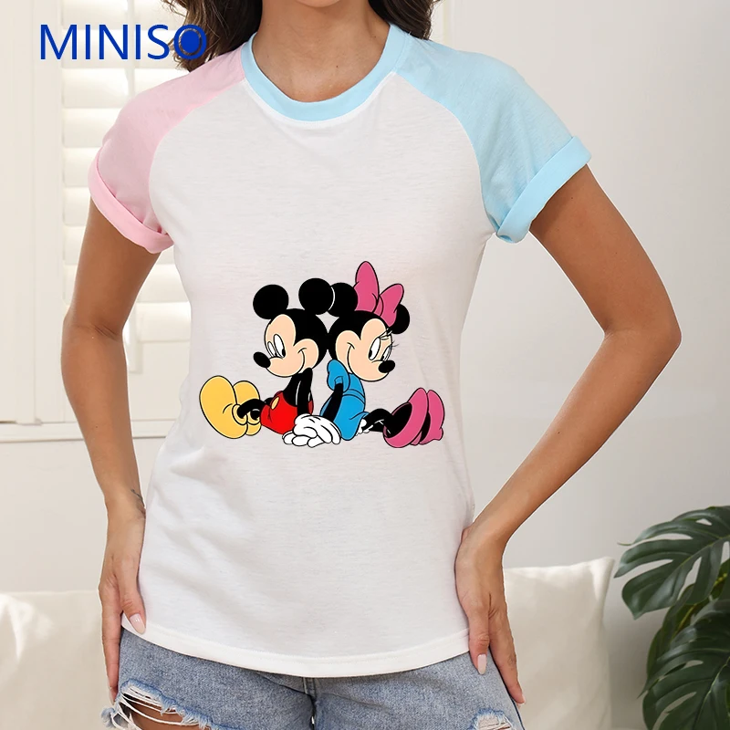 

Trends 2025 Women Female Clothes Custom Y2k T-shirt Short Sleeve Disney Mickey Minnie Cartoon Clothing Brands Summer Dress
