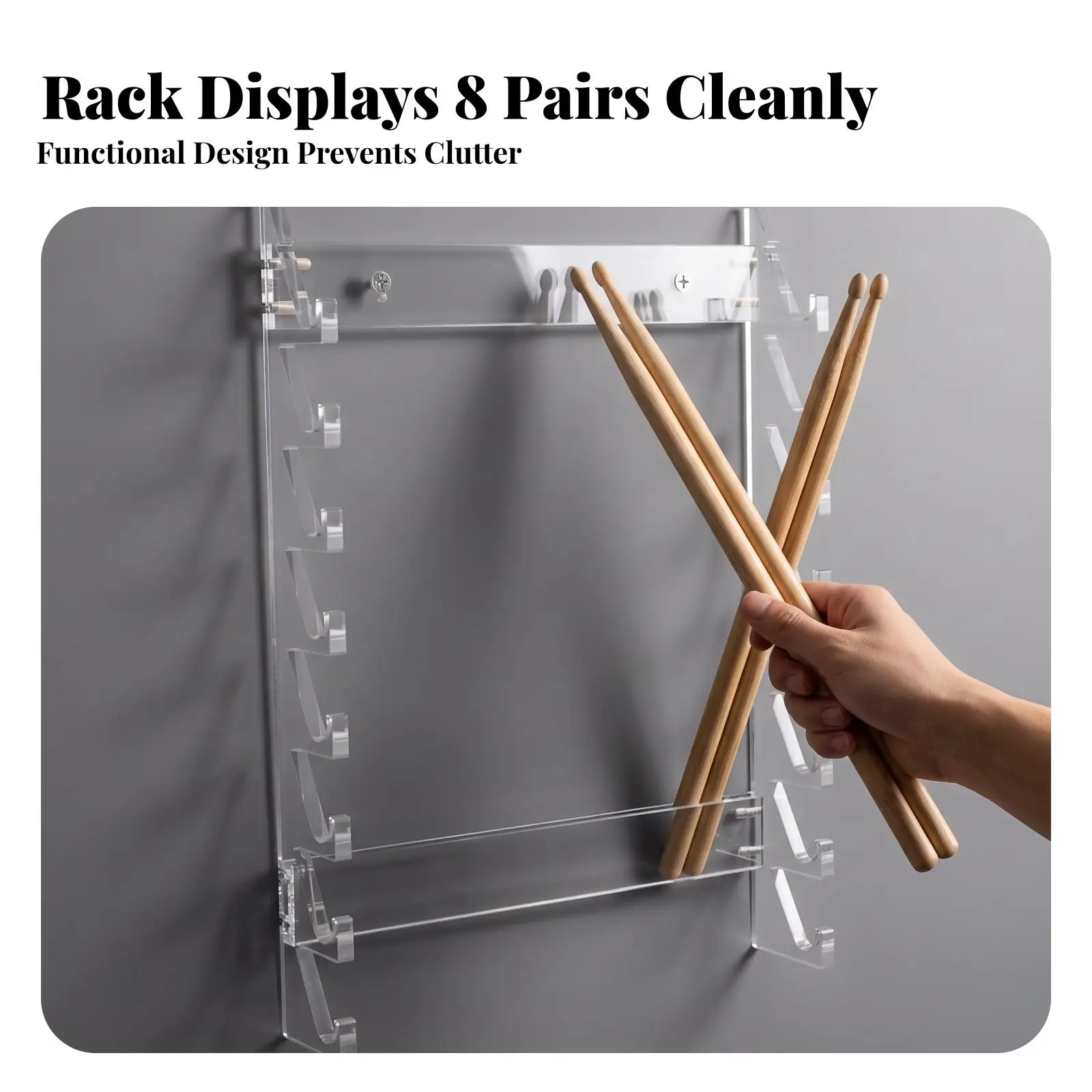 Wall-Mounted Percussion Beater Holder Stable for Practice Room