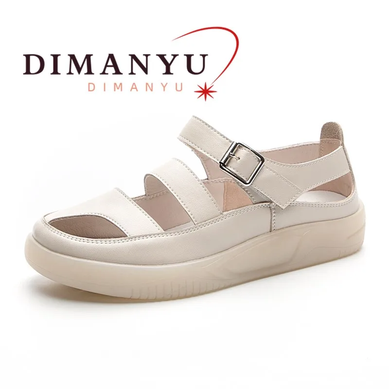 

DIMANYU Genuine Leather Women's Sandals Summer 2026 New Flat Hollow-out Women's Sandals Large Size Casual Shoes For Women