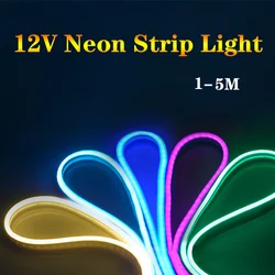 12V Tira Led pasek Neon 1m 2m 3m 4m 5m Neon Led elastyczna sypialnia/na zewnątrz/światła ogrodowe IP65 wodoodporny 120Led/s ciepły biały niebieski