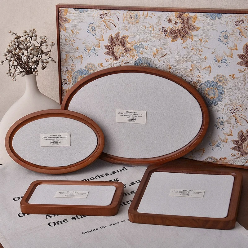 

Solid Wood Jewelry Tray Retro Minimalist Ring Storage Trays Jeweler Counter Necklaces Display Pallet Showcases Jewellery Prop