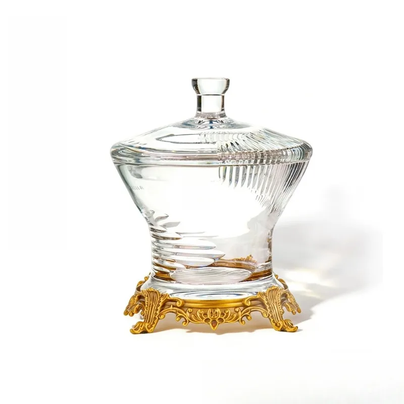 

Italian imported crystal glass storage tank, living room coffee table wine cabinet jar, high-end storage ornament