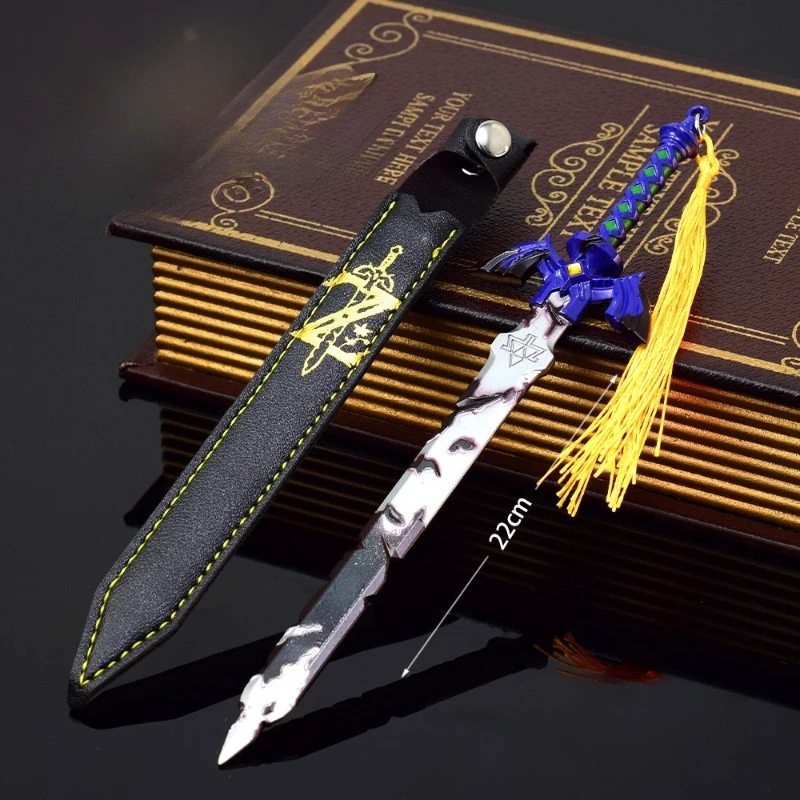 22cm/8.66in Zeldaa Kingdom Tears Link Master Sword Leather Cover Edition Weapon Model Toy Desktop Display Ornaments Collections