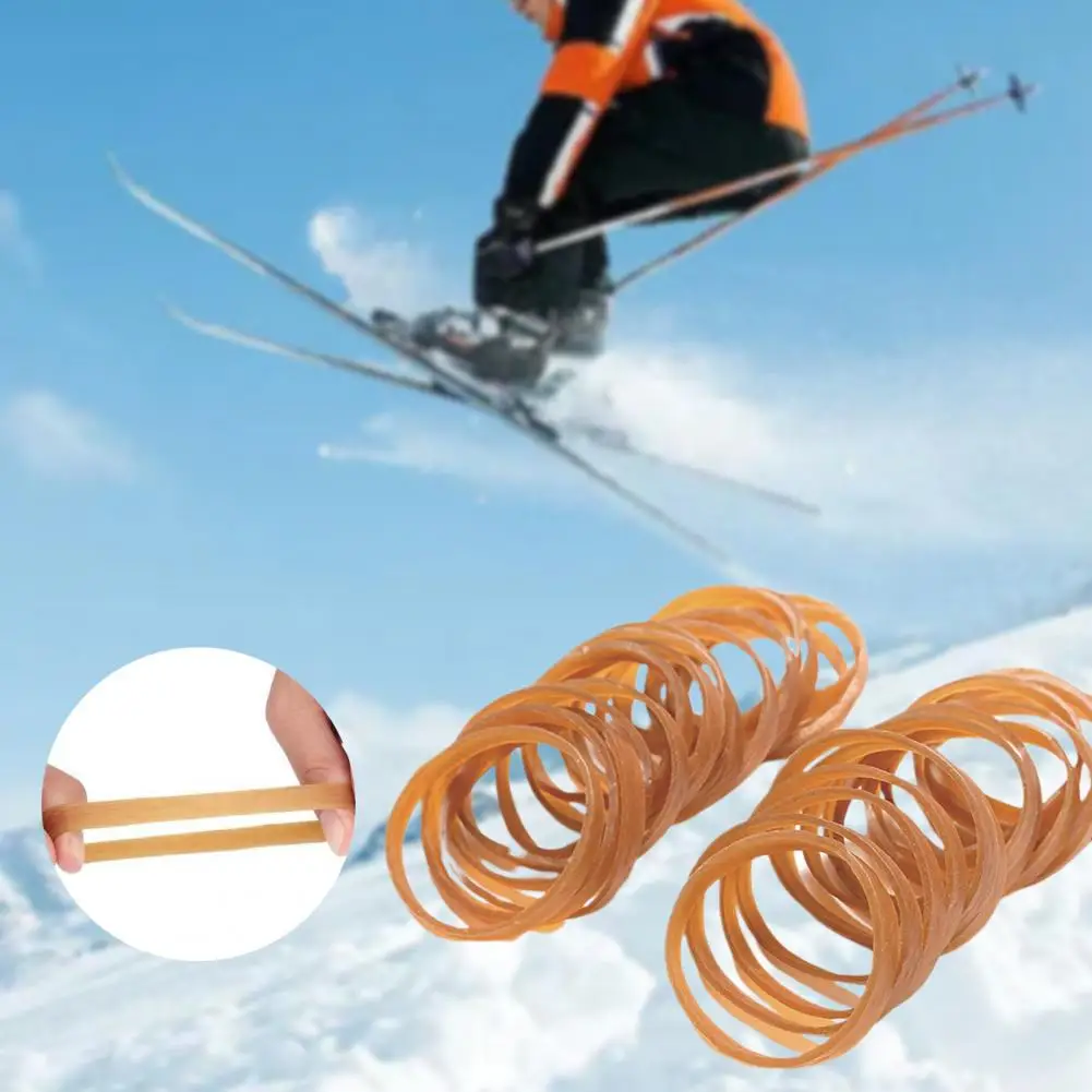 30 buah penahan rem pengikat Ski, pita penahan rem cincin karet, pita rem untuk peralatan Ski pengikat Ski, tali elastisitas