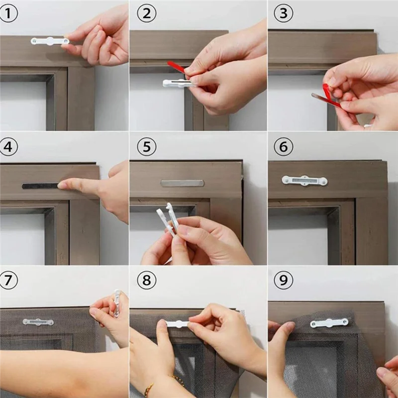 A04G-Universal Magnetic Strips 12 Pcs Strong Magnet Self-Adhesive Clips For Screen Fixing For Curtain Mesh Nets