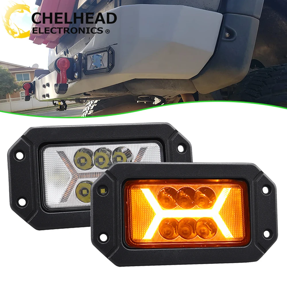 

40W Led Flush Mount Work Light Pods 12V 24V DRL Led Reverse Signal Fog Lamp Driving Lights for Car Off road 4x4 UTV SUV Truck