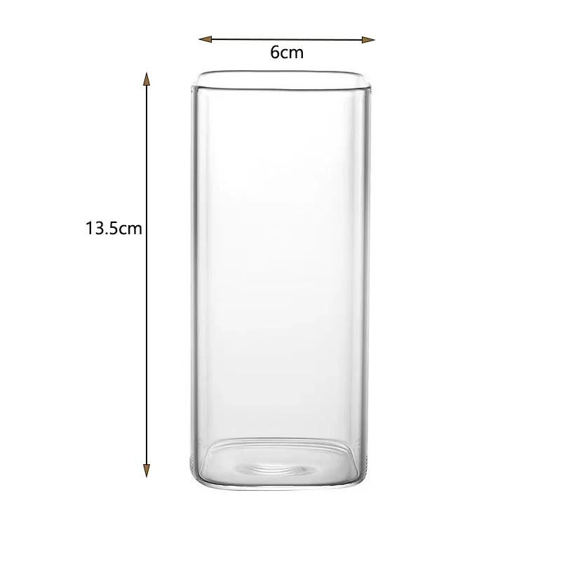 Square Coffee Glass Cup With Lid and Straw Transparent glasses Milk Tea Juice Cups ice Mug For  Drinkware