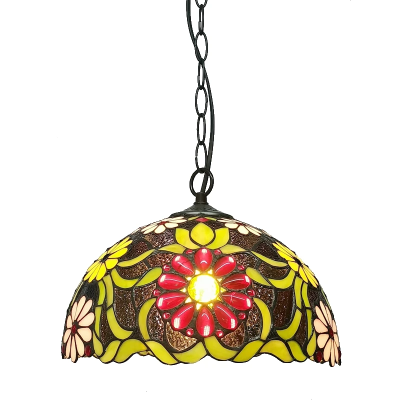 الاستدارة الأمريكية الملونة الزجاج الثريا استدارة دليل لحام قلادة ضوء مطعم غرفة المعيشة E27 220 فولت مصباح معلق #6