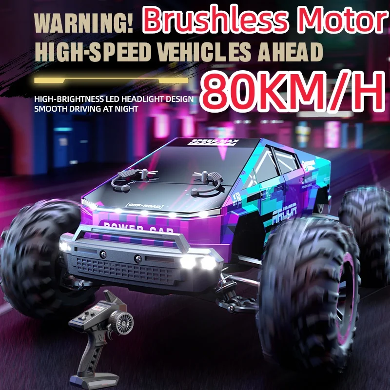 

Профессиональный бесщеточный 4WD внедорожный грузовик с дистанционным управлением 2,4G 80 км/ч светодиодное освещение металлическая коробка передач гоночный дрифт RC автомобиль грузовик