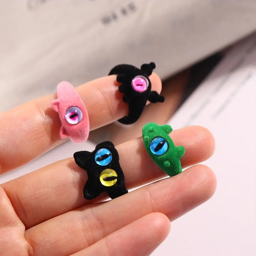 Pile Coating Eyes Finger Ring Fashion Open Soft Adjustable Ring Jewelry Y2K Flocking Ring Party