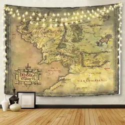 Artwork Wall Hanging Middle Earth Map 50x60 Inches Tapestries Mattress Tablecloth Curtain Home Decor Print Decoration Mural