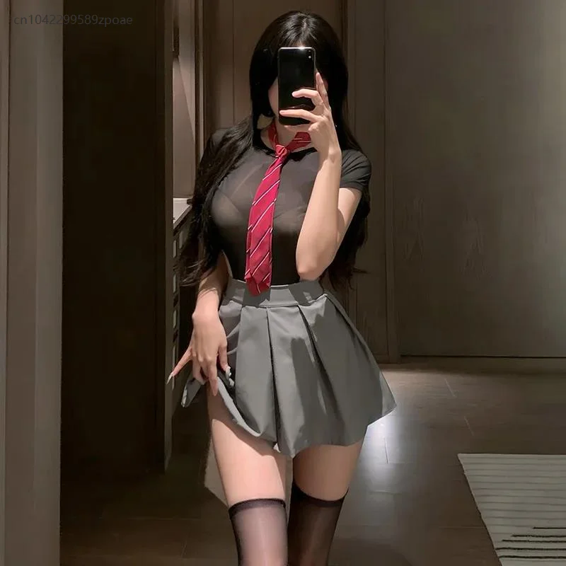 

Sweet Erotic Student Suit Bodysuit + Skirt Lingerie Japanese Anime JK Uniform Bow Short JK Uniform Gothic Lolita Cosplay Outfit