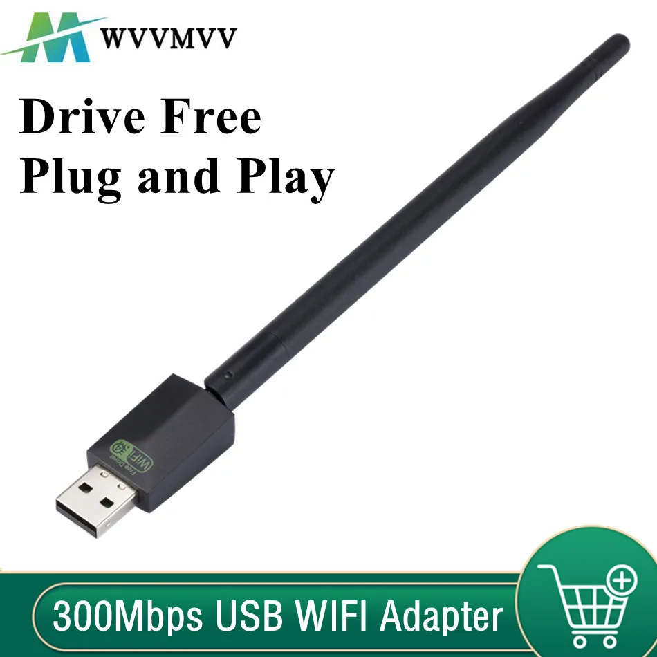 Wvvmvv-ワイヤレスwifiアダプター,300mbps,ネットワークカード,プレイアンドプレイ,ミニUSB, LAN,PC, Windowsレシーバー用