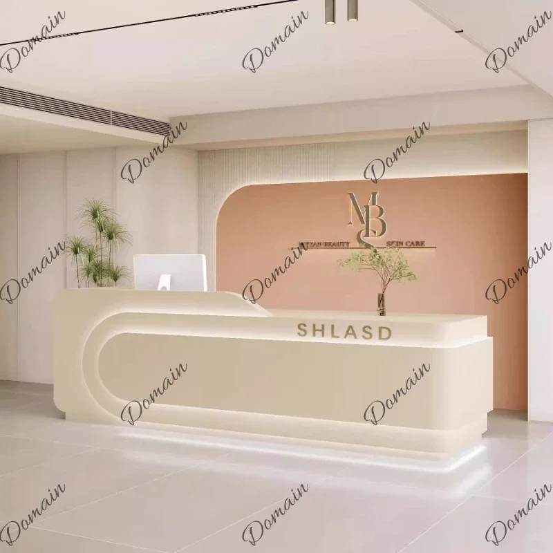 XX Beauty Salon Bar Counter Company Front Desk Reception Desk Modern Elegant Luxury Customer Center Escritorio Office Furniture