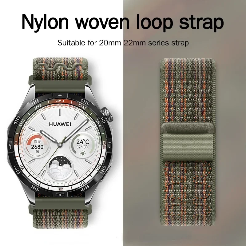 Nylon Strap 20 22mm Sporty Style For Huawei GT4 Pro Samsung Galaxy Watch 6 5 4 40 44mm Galaxy Watch 6 Classic 43 47mm