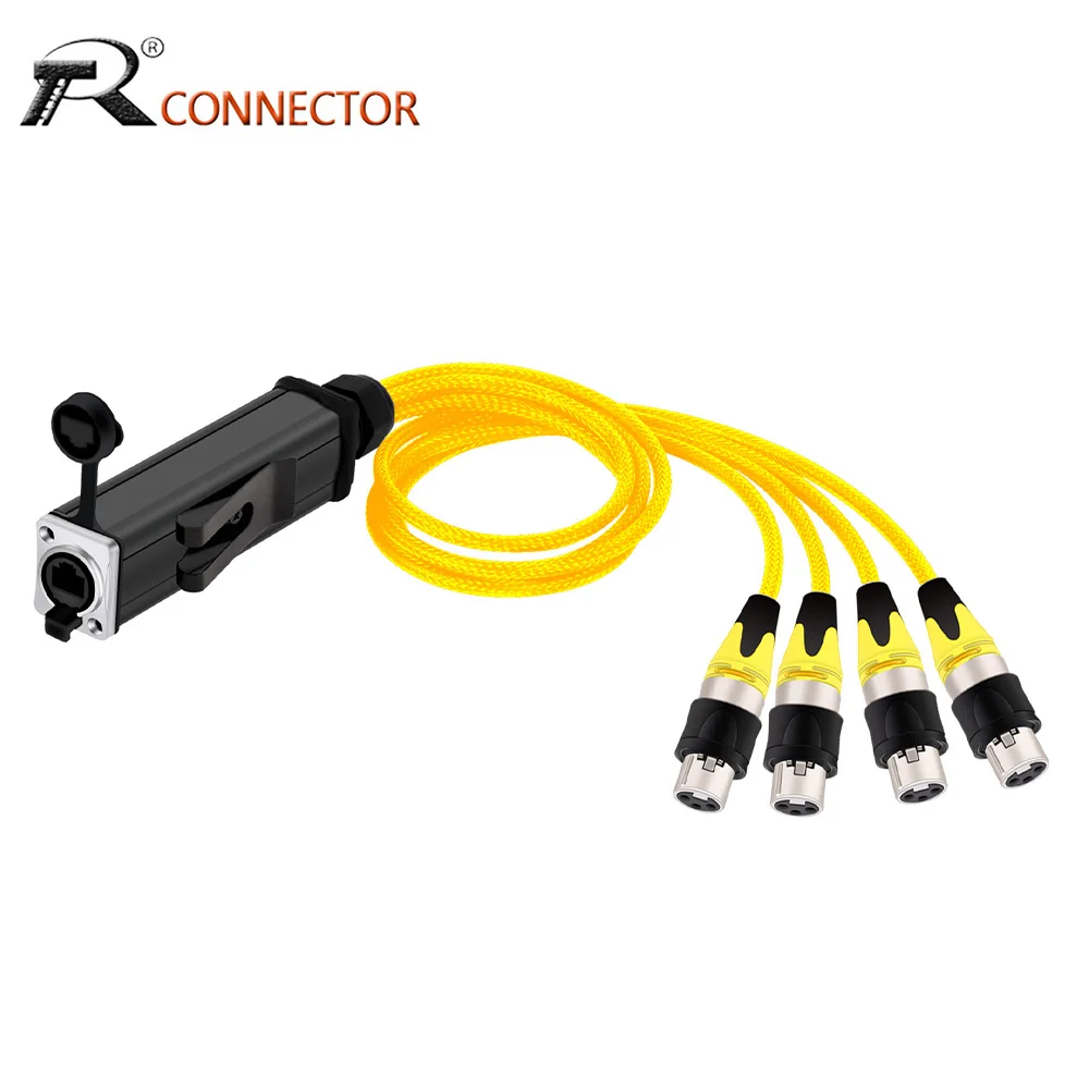 

Водонепроницаемый 4-канальный 3-контактный аудиокабель RJ45 CAT5 XLR, многосетевой приемник для сцены, освещения, записи, студии