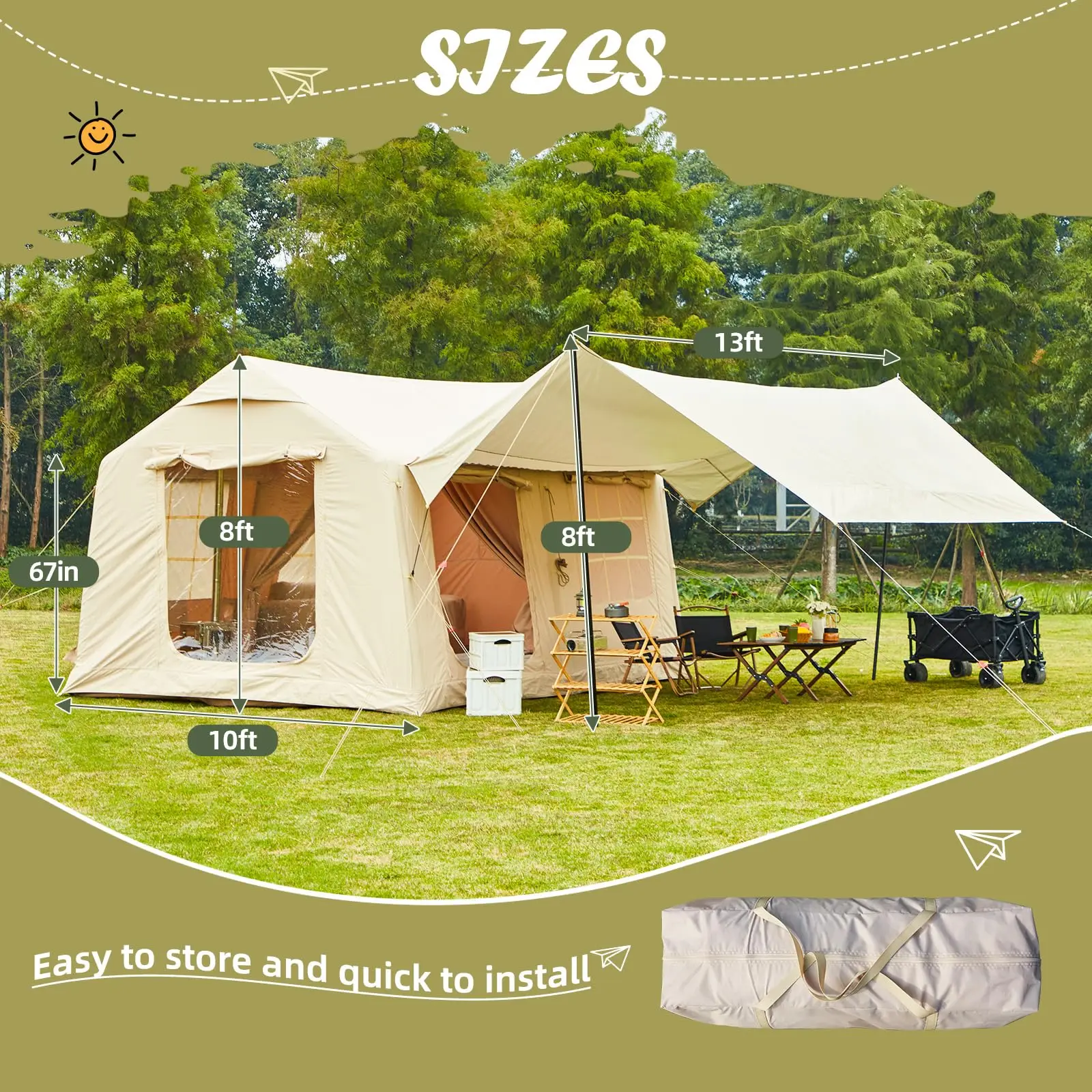 4 Season Waterproof Windproof Blow up House Easy Setup Outdoor Camping Inflatable Tent Oxford Cloth Portable Inflatable Pump