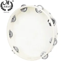 10 Inch Hand Shaking Tambourine Percussion Children's Enlightenment Instrument Sheepskin Tambourine with Metal Bell