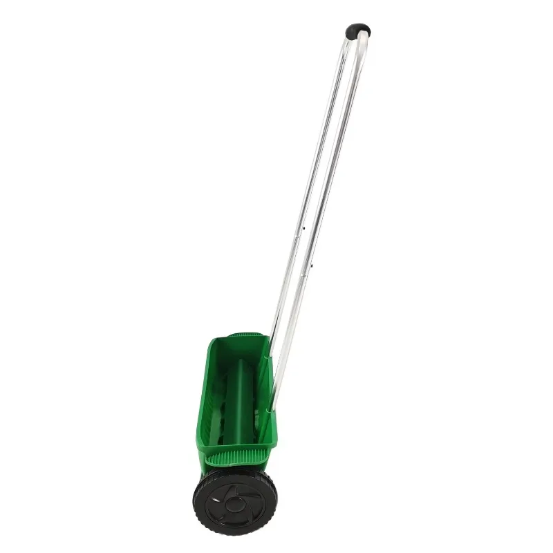 Espalhador de fertilizante de sal de relva artificial de fazenda de jardim 12L espalhador de sementes de grama de taxa ajustável com rodas