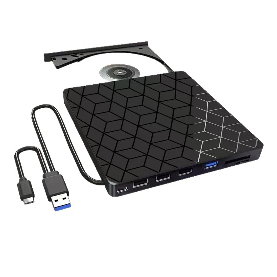 7-in-1 USB 3.0 Type-C 외장 CD/DVD 드라이브 버너 리더 플레이어 광학 드라이브 DVD 플레이어 CD 버너 (컴퓨터, 노트북, 데스크탑용)