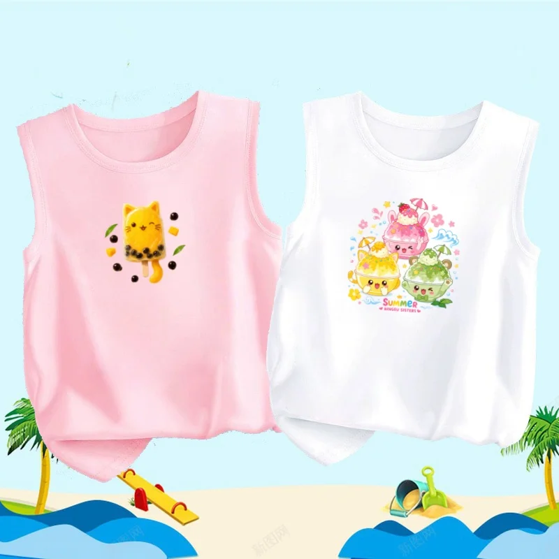 Sommer-Kühlweste für Kinder Cartoon-Frucht-Smoothie Tanktops Ärmelloses T-Shirt für Babymädchen Süße Oberteile