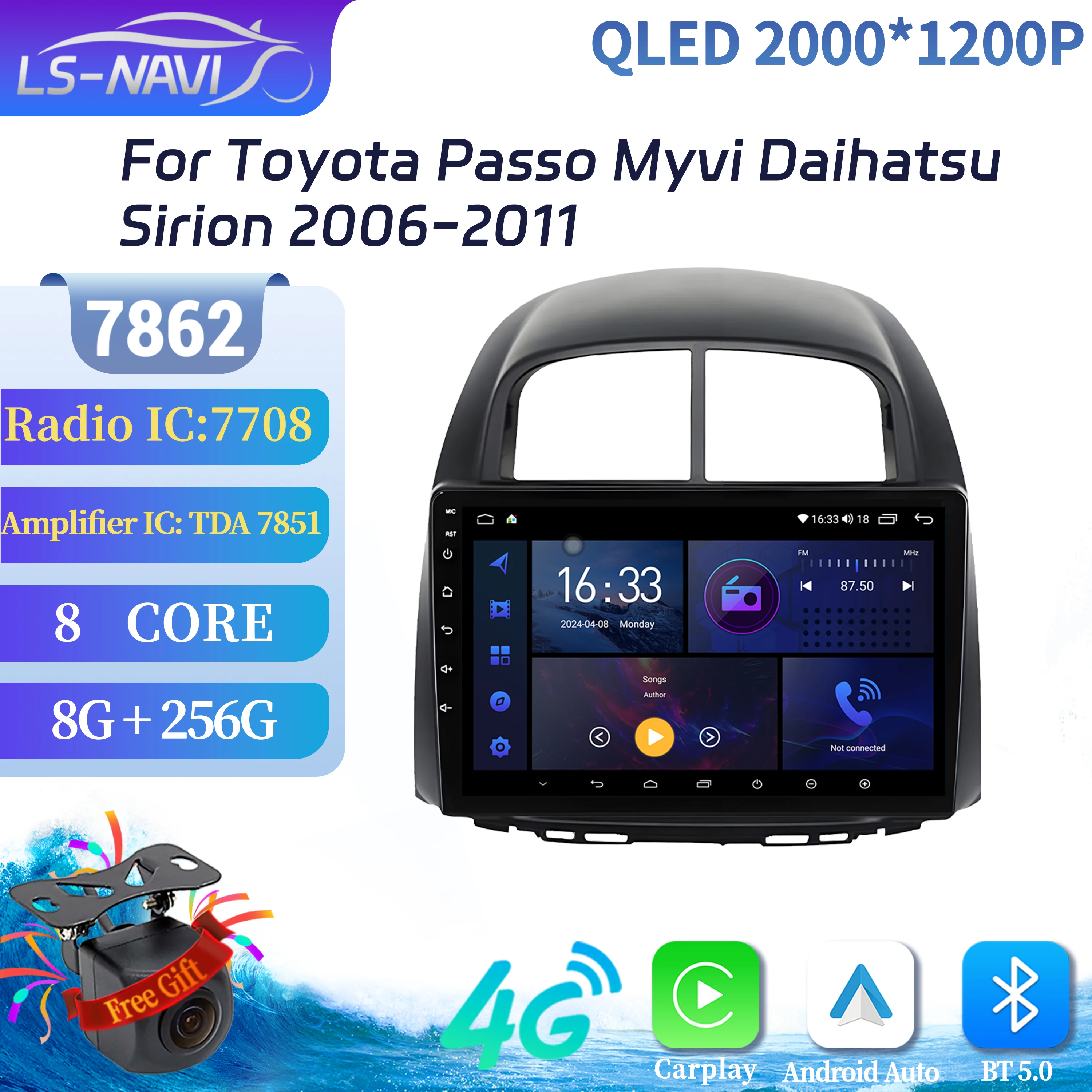 

Android 14 For Toyota Passo Myvi Daihatsu Sirion 2006-2011 Car Radio Multimedia Navigation Carplay 4G GPS Touch Head Unit Screen