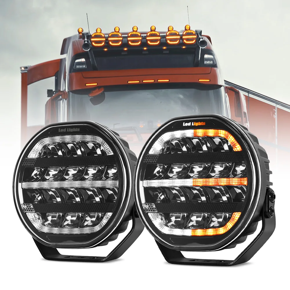 

HL 7inch 6000K LED Driving Light with Dual DRL Weclcome Light for Offroad Trucks Super Bright LED Search Light 12V 24V Outdoors